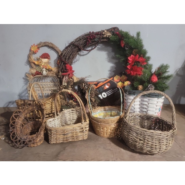 Home Decorative Items - Halloween Lights, Wreaths, Bird Cage, Baskets 