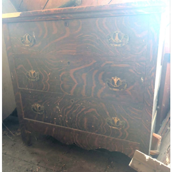 Antique Tiger Oak 3 Drawer Dresser - Needs TLC - 29"Tall - Winter Project!!