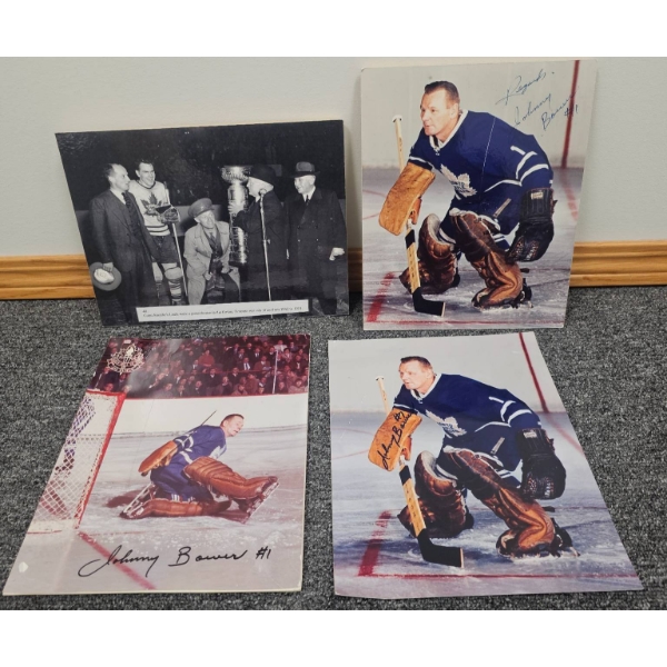 Signed Johnny Bower Hockey Photos and Memorabilia