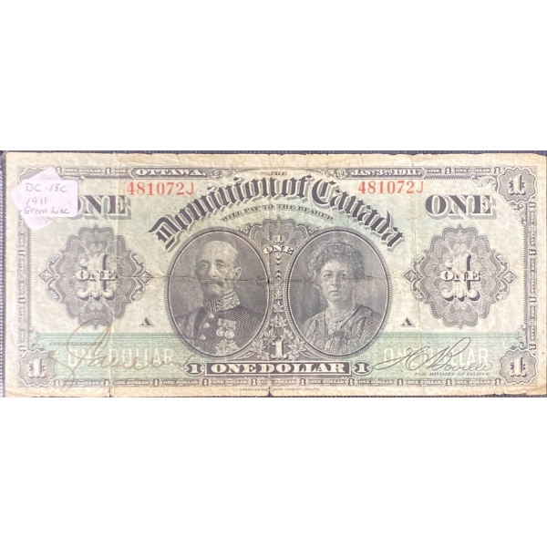1911 Dominion of Canada One Dollar Bill