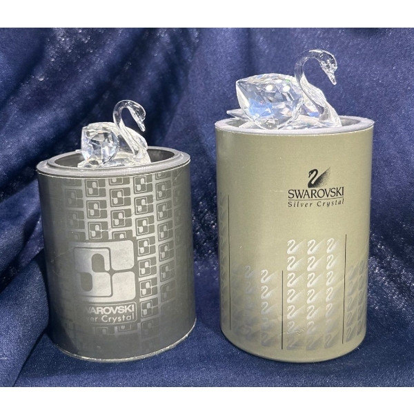 Swarovski Crystal Pair of Swans 2H & 1.5H with Original Box