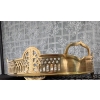 Image 11 : Brass Serving Tray with Embossed Design and Silver-Plated Cutlery Set