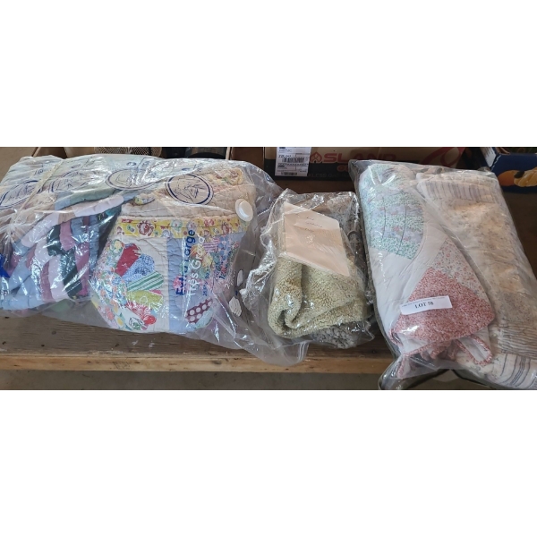 Assorted Hand Made Quilts and Throw Rugs in a variety of sizes
