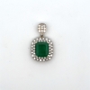 Image 1 : 14K White Gold 6.40g Pendant Set with One 5.23ct Emerald and 1.61cttw of Natural Round Cut Diamonds
