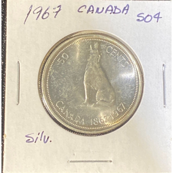 1967 Canadian 50 Cent Coin 80% Silver 11.66 Grams