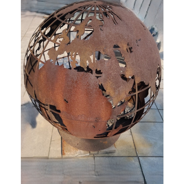 Firepit w/ World Globe Design 31" Diameter, 36 h
