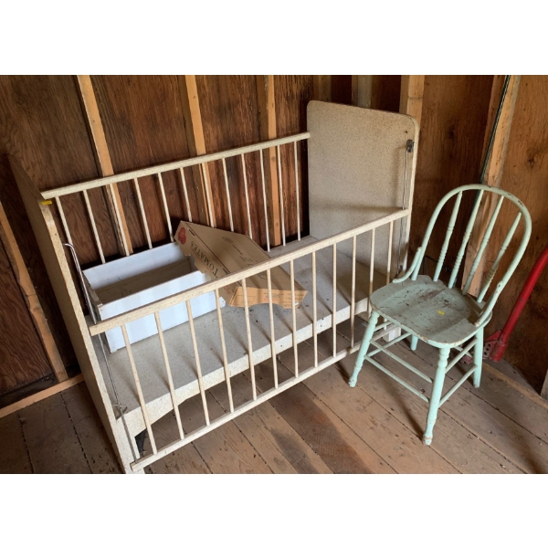 Vintage Baby Crib w/ Chair 53W, 27D, 42T