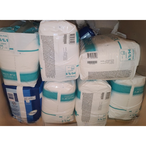 Delta Flex Size M/ L and Tena Medium Adult Briefs, A Dozen Unopened Packages 