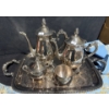 Image 1 : B.P. Brass Lead Tea Set 13T w/ Tray & Round Table Clothes & Napkins 