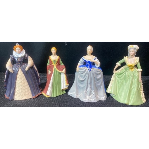 4 Franklin Porcelain "Great Queens of History" Figurines