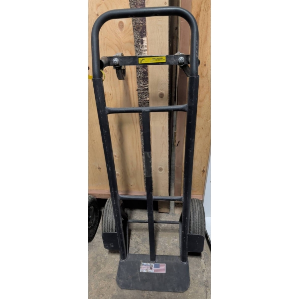Black Steel Convertible Hand Truck with Pneumatic Tires & 4 WheelsÂ 