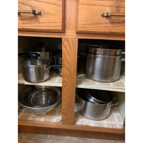 Four Mystery Kitchenware Cupboard Contents and Cookware Items, Various Sizes and Types