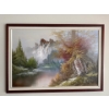 Image 1 : Landscape Painting- Oil on Canvas 41x29 Artist Illegible -Vintage Art