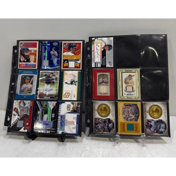 2 Pages of Baseball and Memorabilia Cards