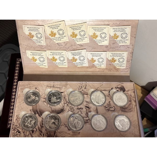 2015 $15 Exploring Canada - Pure Silver 10-Coin Set