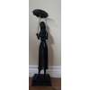 Image 2 : Metal Statue Woman w/ Umbrella 6 W, 5 D, 21 T,  Mini Holder 2 T, Candlestick 3.5" Diameter Base, 3 T