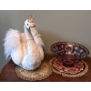 Image 1 : Luxury Egermann Czech Republic Ruby Red Etched Glass Bowl (10W, 4.5T) w/ Decorative Swan (15T) 