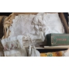 Image 2 : Vintage Kitchen Linens: Tableware, Doilies, Child's Apron, Sewing Machine Parts in Singer Box