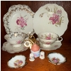 Image 1 : Limoges France Sea Shell Dishes Gold Scalloped w/ Pink Floral Design Bavaria Bone China Tea Set 