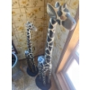 Image 3 : 2 Wooden Decor Giraffes, Large Stands 59" Tall, Smaller Giraffe Is 48" Tall, With Ceramic Planter On