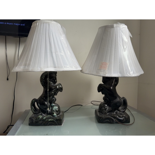 Horse Motif Table Lamps with Shades