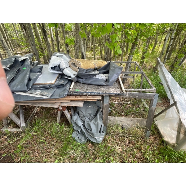 Assorted Tarps and Lumber
