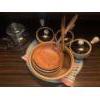 Image 1 :  Wooden Salad Set w/ Stoneware French Onion Soup Vessels