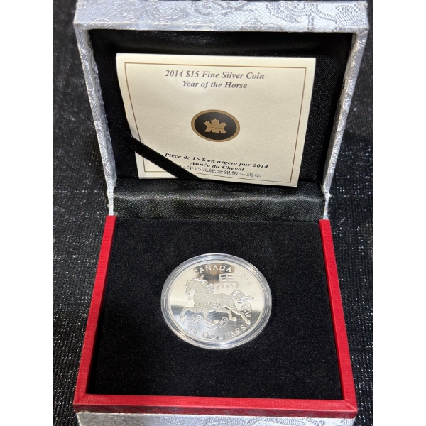 2014 $15 Year of the Horse Fine Silver Coin 31.39 Grams