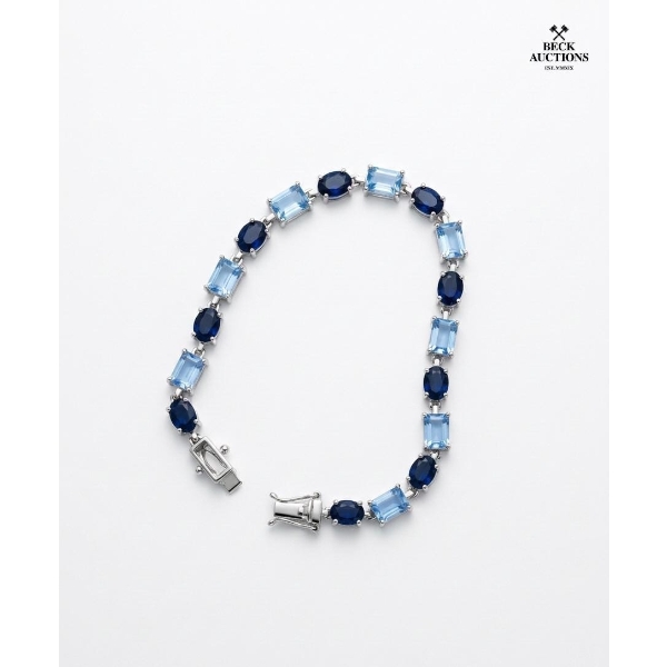 Millenia Bracelet Featuring A Blue Color Gradient Of Octagon-Cut Crystals In A Silver 925. Setting. 