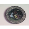 Image 6 : Collection of 9 Metal Plates- Largest 20" Diameter (Log Home Scene) and 8 Others (Scroll All Photos)