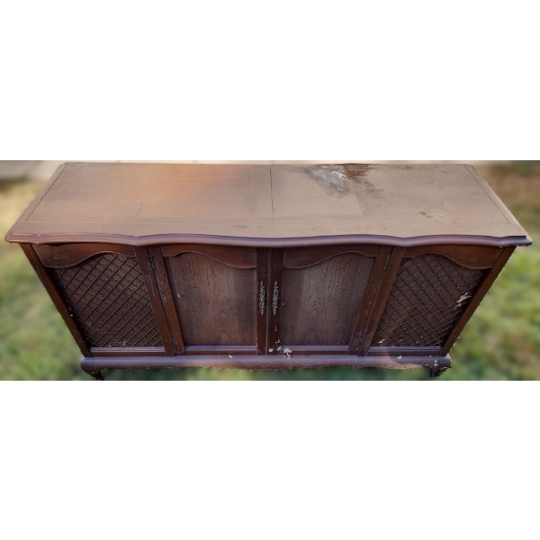 Vintage Cabinet 55 W, 17.5 D, 27 T Record Player Telefunken TW509, Includes Record Collections Shown