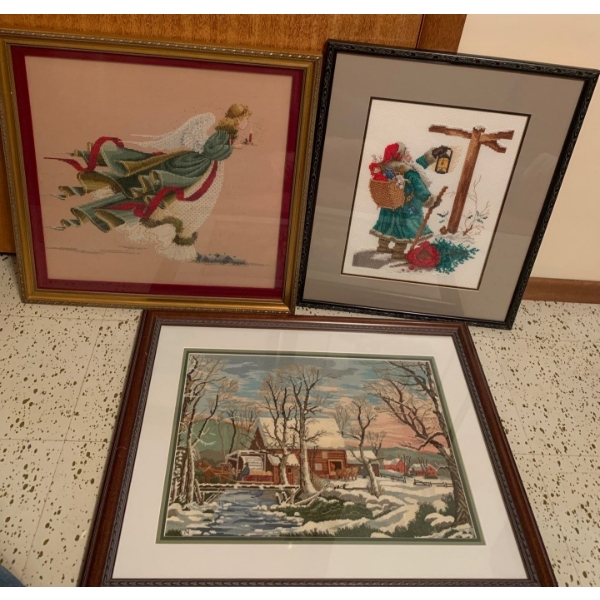 Needlepoint Art - Winter / Holiday Themed 18x16 