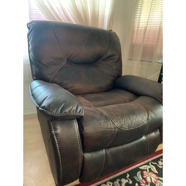 Lux Leather Overstuffed Electric Recliner 42x42x42 - Complete Horizontal Position