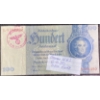 Image 1 : 1935 German 100 Reichsmark Banknote Stamped 12th SS Hitler Youth