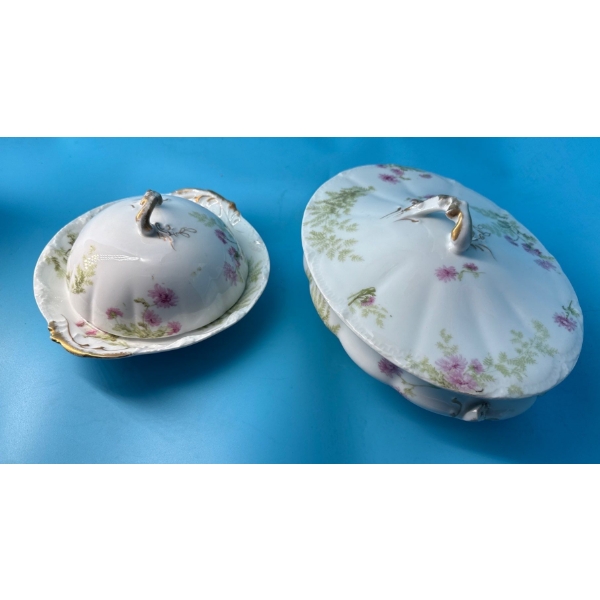 Theodore Haviland Limoges France China Set - Butter Dish w/ Serving Dish 