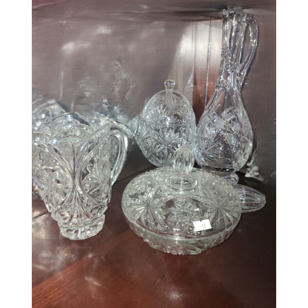 Assorted Glassware: Candy Bowl 7" Diameter, Handled Vase 14 T and More!