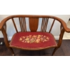 Image 5 : Wood Settee with Floral Needlepoint Seat