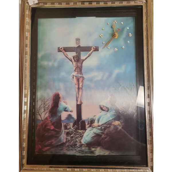 3D "Motion Sticker" Background Jesus Clock 14 X 18 