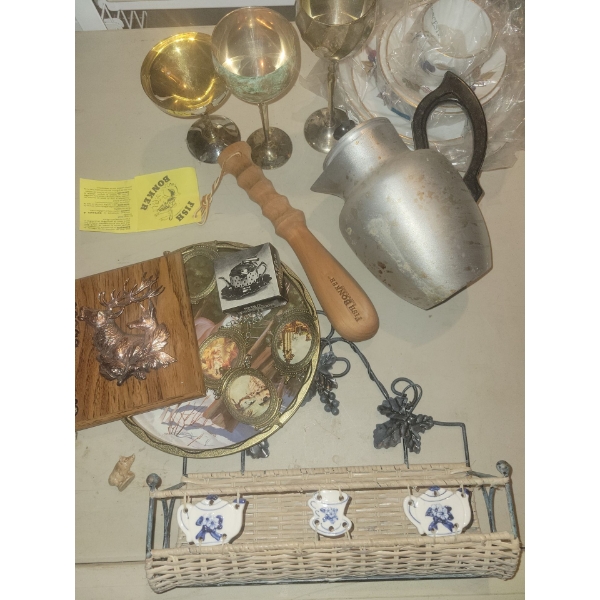 Cast Iron Coffee Pot Fish Bonker Brass Chalice Collection & More