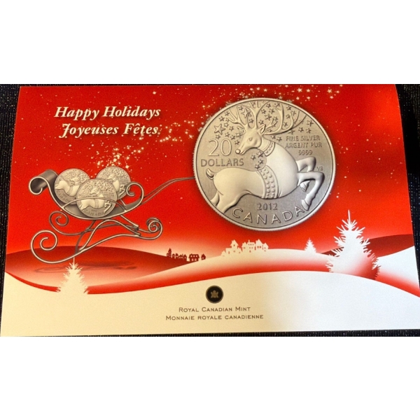 2012 $20 Magic Reindeer Fine Silver Coin 7.96 Grams
