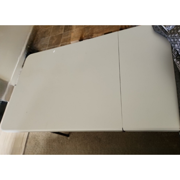 Folding Resin Utility Table w/ Metal Legs 71 W, 29 D, 29 T, Tablecloth Included 