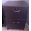 Image 5 : Dark Wood Storage Unit with Glass Cabinets, Open Shelving, and Lockable Filing Cabinet