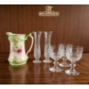 Image 4 : "Royal Victoria Pottery" Hand-Painted Floral Porcelain Pitcher, Wine Glasses And Crystal Vases. 