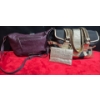 Image 1 : 2 Handbags and Wallet, Purple Handbag and Blue/Silver Bag with Wallet