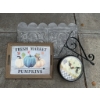 Image 3 : Decorative Lot: Pumpkin Tray, Wall Clock, Metal Panel