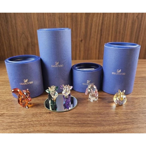 Swarovski Crystal Animal Figurines with Original Boxes, Set of Five