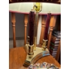Image 5 : retro brass and marble three pedestal lamp with brass music notes lamp is 22 “ high