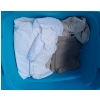 Image 3 : Several Bins Containing: Assorted Household Linens, Curtains, Cushions and Some Outdoor Gloves etc.