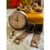 Image 3 : Vintage hickok cufflink green glass wrap around mesh cuff links, with 2 more sets of cufflinks, west