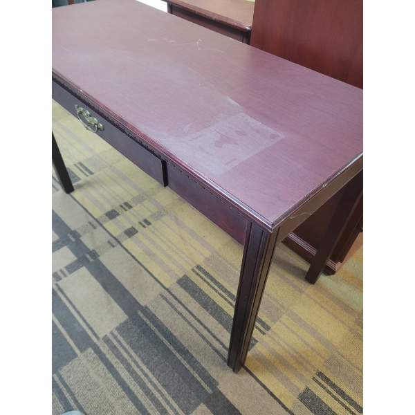 Rectangular Wooden Writing Desk with Mahogany Finish